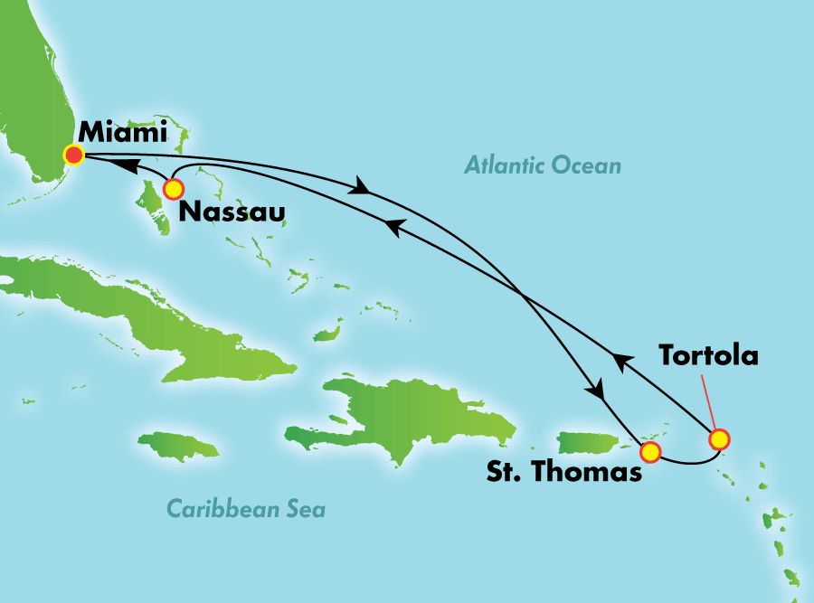 7-day Cruise to Caribbean: Great Stirrup Cay & Dominican Republic from Miami, Florida on Norwegian Breakaway Itinerary Map